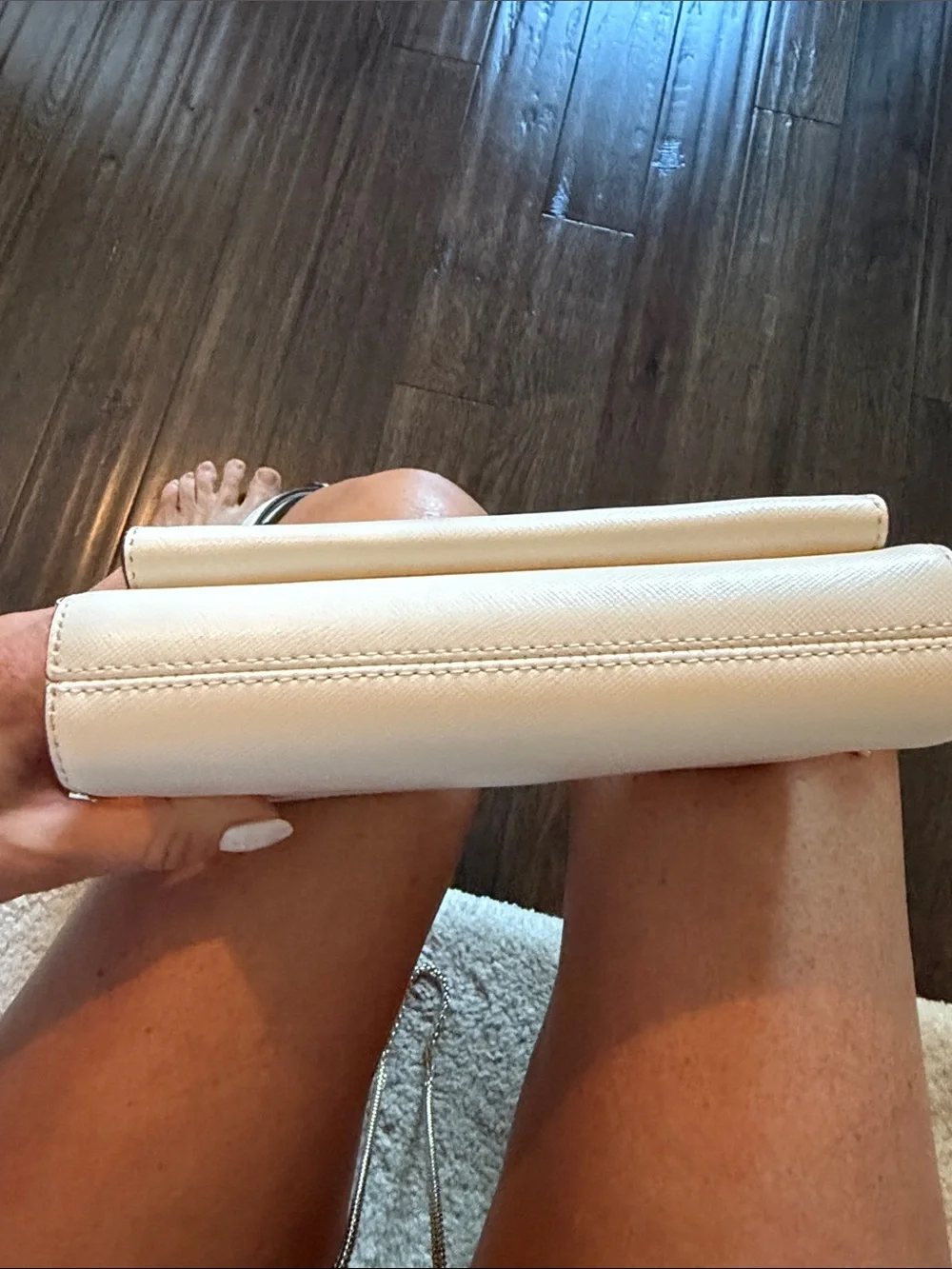kate spade Cream Leather Crossbody with Gold Logo